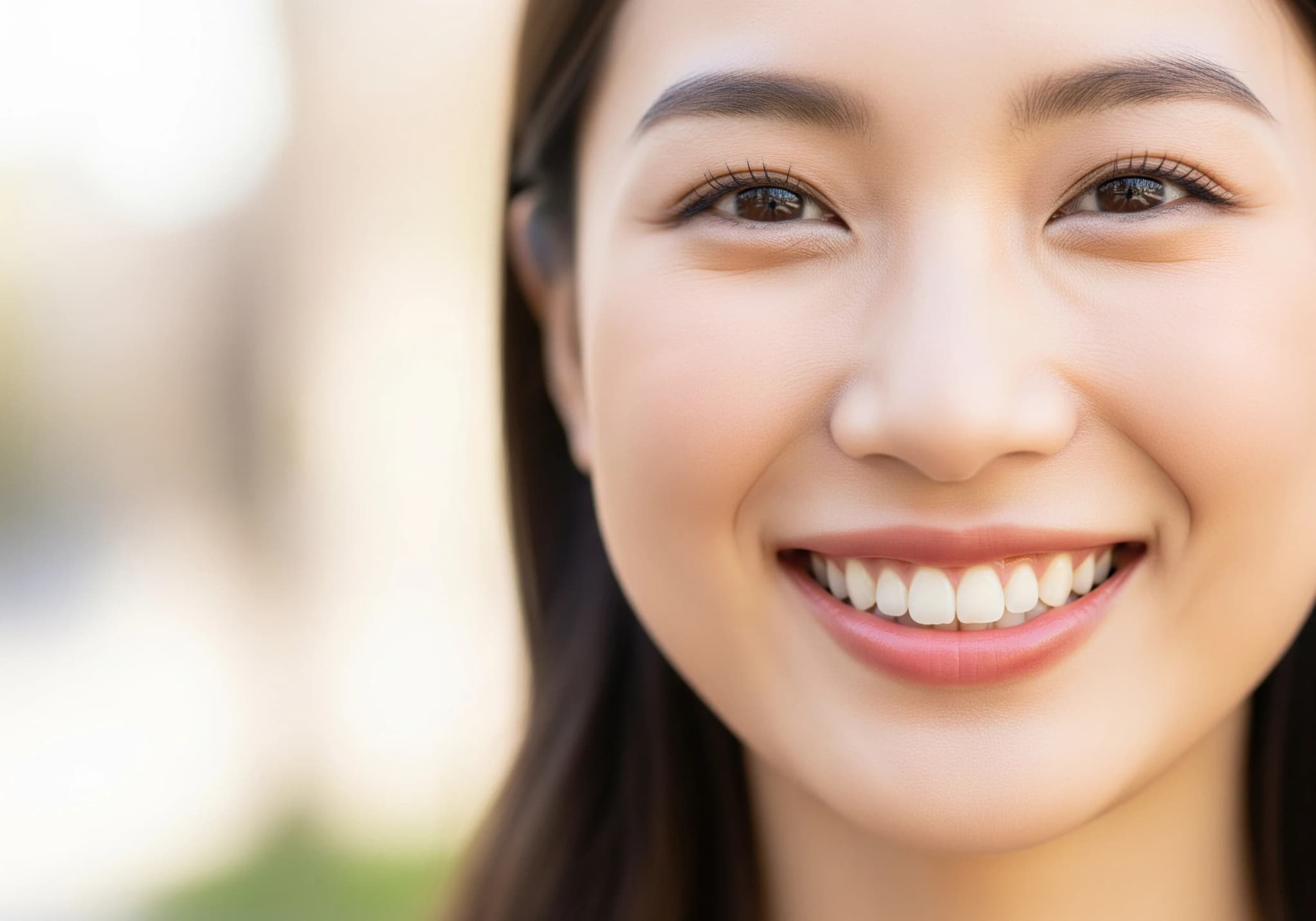 白く健康的な歯を見せる笑顔